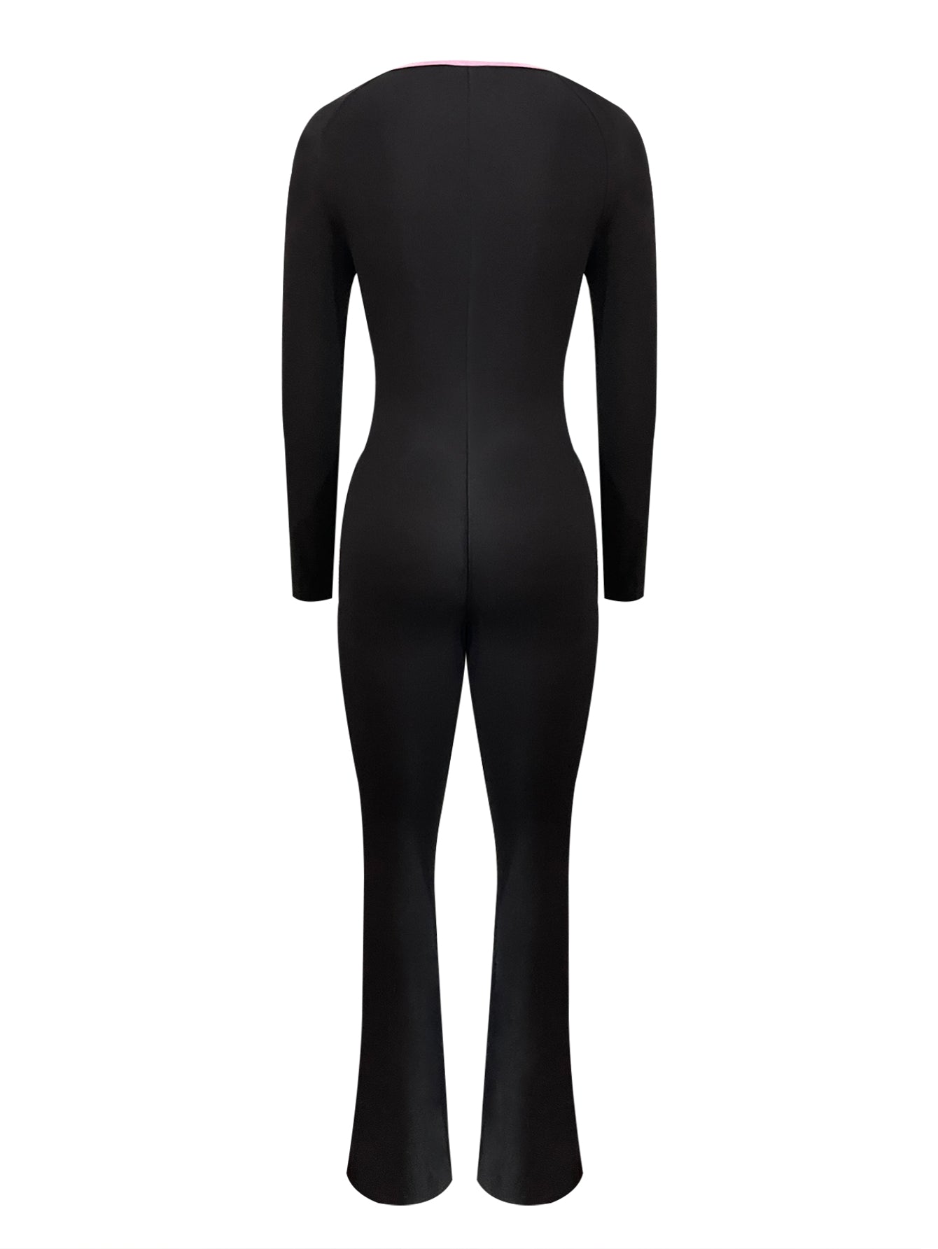 Pink Bow Long sleeve Black jumpsuit