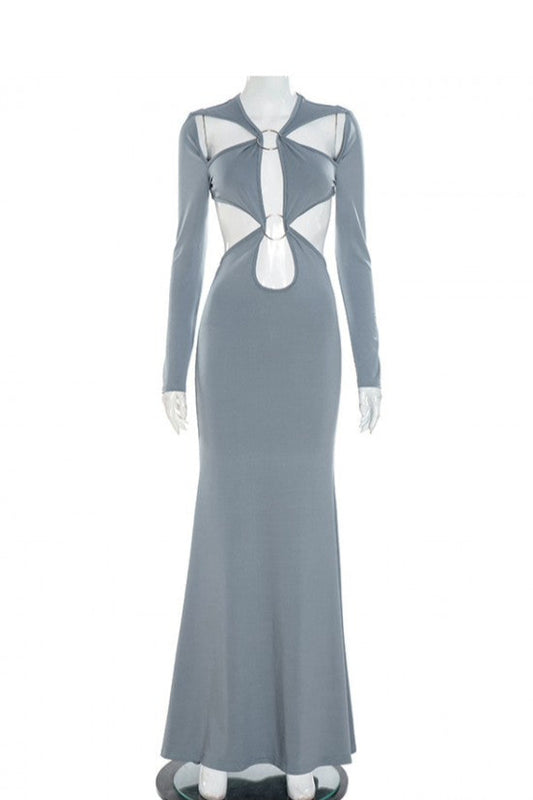 Backless Abstract Maxi Dress