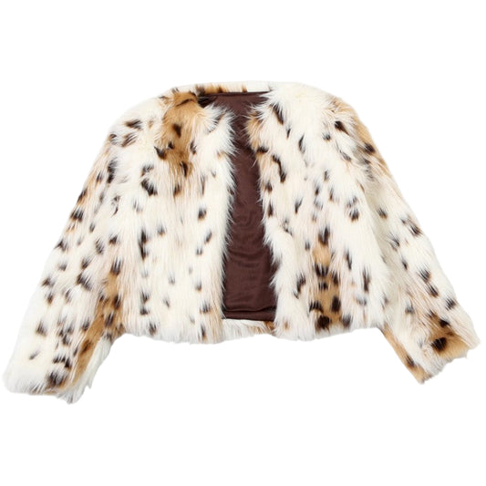 FAUX FUR WHITE LEOPARD CARDIGAN