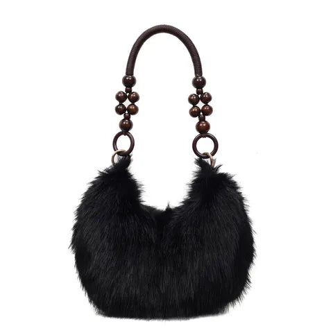 FAUX FUR Beaded Purse